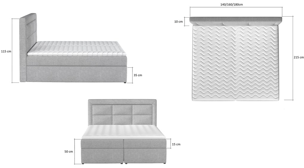 Kvalitná box spring posteľ Vanity 180x200, hnedá Monolith