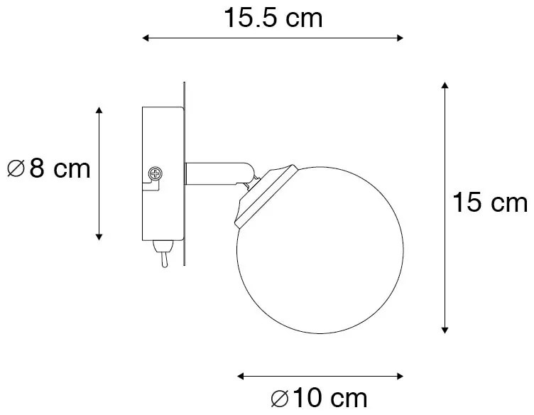 Rustikálne bodové svetlo čierne nastaviteľné s dymovým sklom - Atény