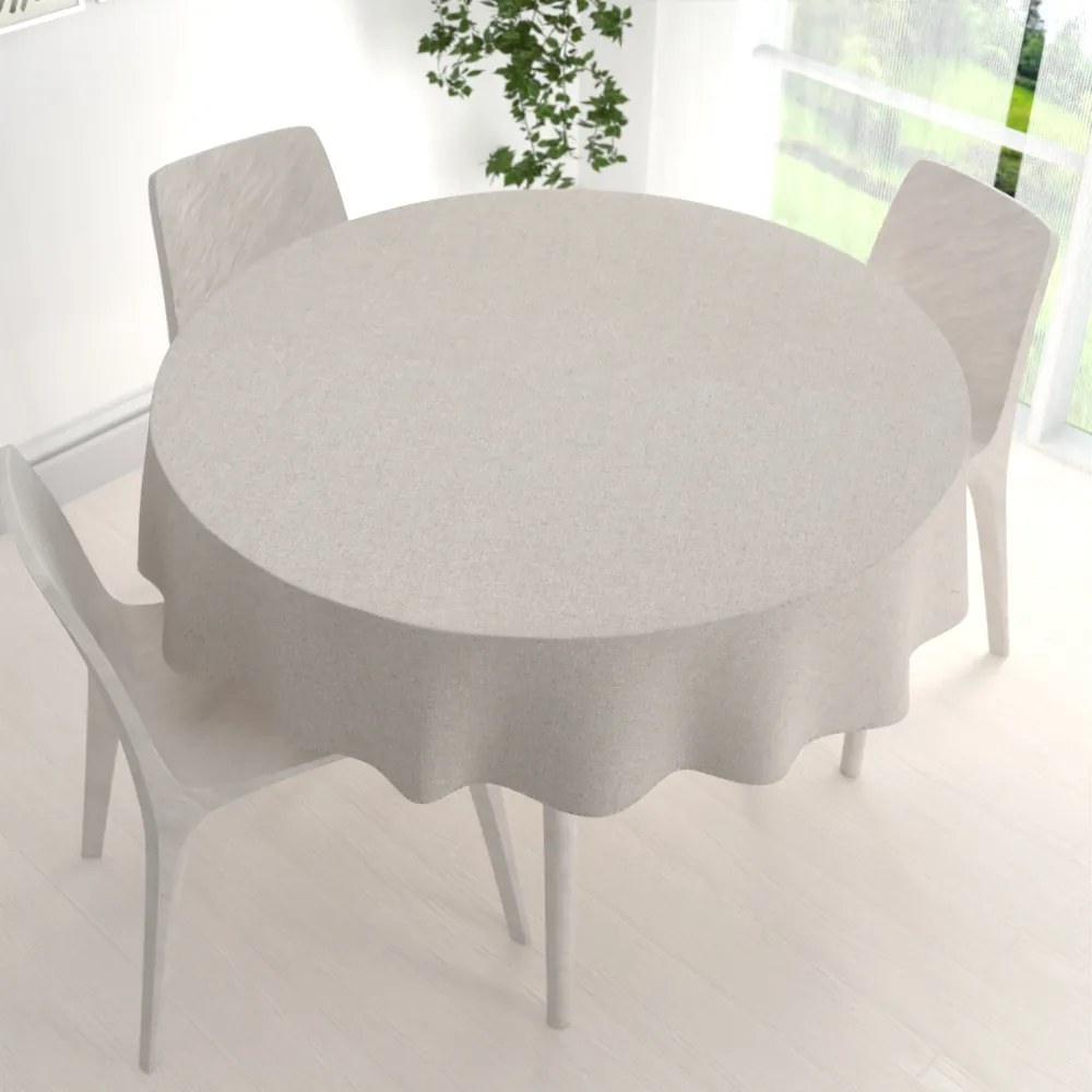 Biante Dekoračný okrúhly obrus Leona LN-162 Režný/strieborný trblietavý Ø 120 cm