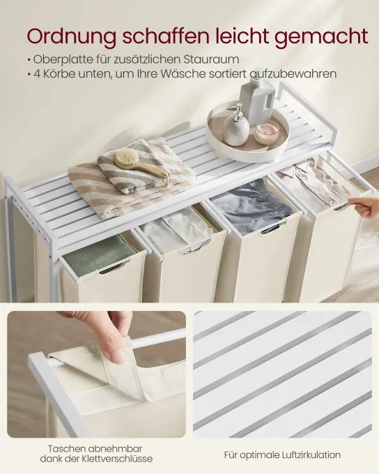Kôš na bielizeň so 4 priehradkami BLH401W01