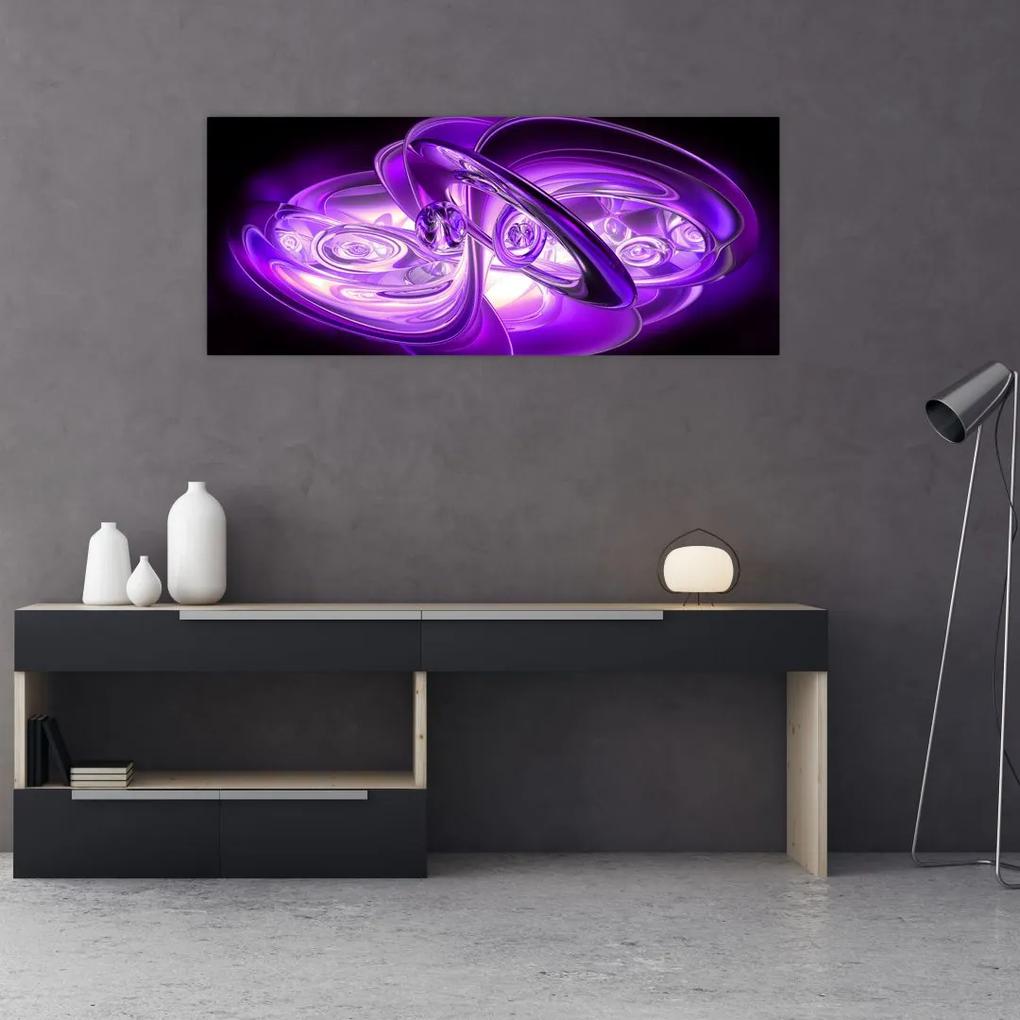 Obraz fialových fraktálov (120x50 cm)