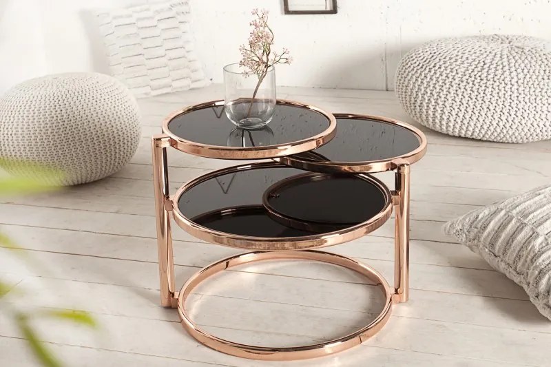 Odkladací stolík Art Deco 3 úrovne meď