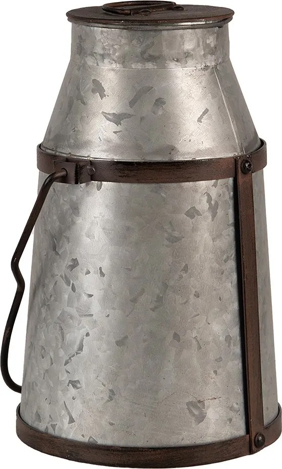 Zinková antik dekoratívna plechová kanva na mlieko s držadlom - 21*20*31/44 cm