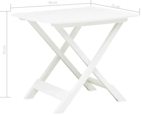 vidaXL Skladací záhradný stôl biely 79x72x70 cm plastový-