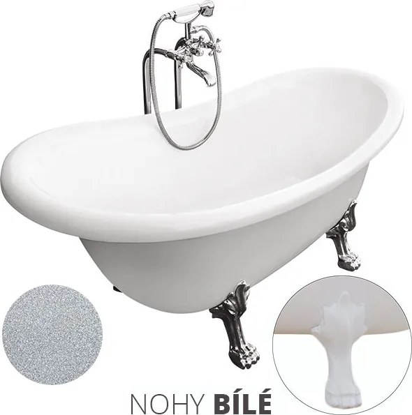 Besco Akrylátová voľne stojaca vaňa Otylia Glam S 160x77 (170x77) bez prepadu BESCO-Typ výpuste: Click-Clack bez prepadu, chróm, BESCO-Nôžky: Chróm, …