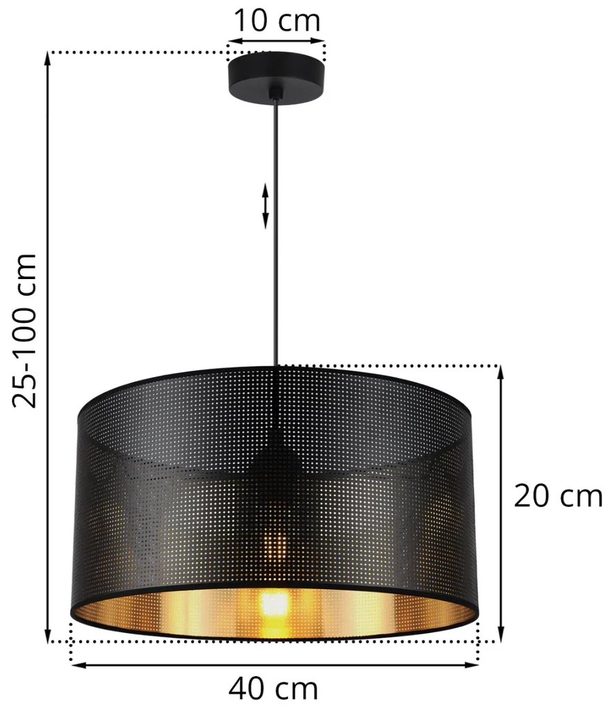Závesné svietidlo Asti0, 1x čierne PVC tienidlo, (fi 40cm), g, b