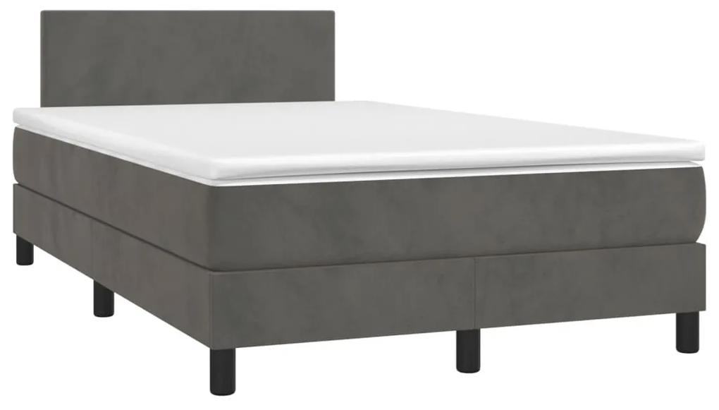 Boxspring posteľ s matracom a LED, tmavosivá 120x190 cm, zamat 3270142