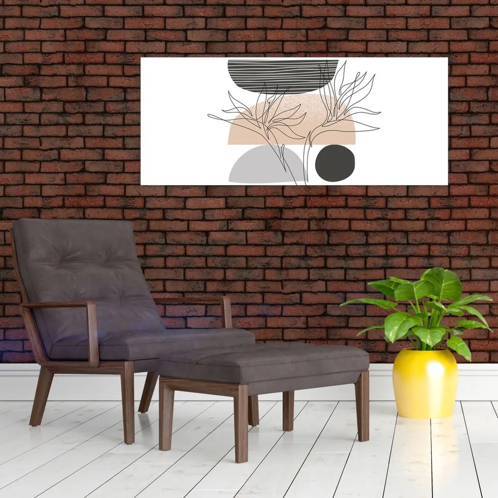 Obraz - Line art kvety N⁰2 (120x50 cm)