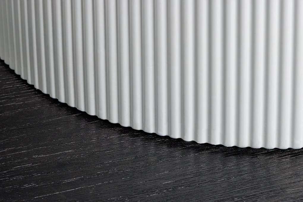 Jedálenský stôl UNIQUE 120 cm okrúhly s bielym rámom, keramickou doskou z bieleho mramoru