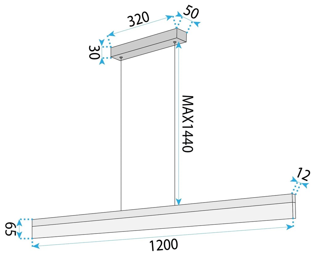 Toolight Toolight, LED stropné svietidlo 120cm, APP1694-CP, zlatá matná, OSW-07891