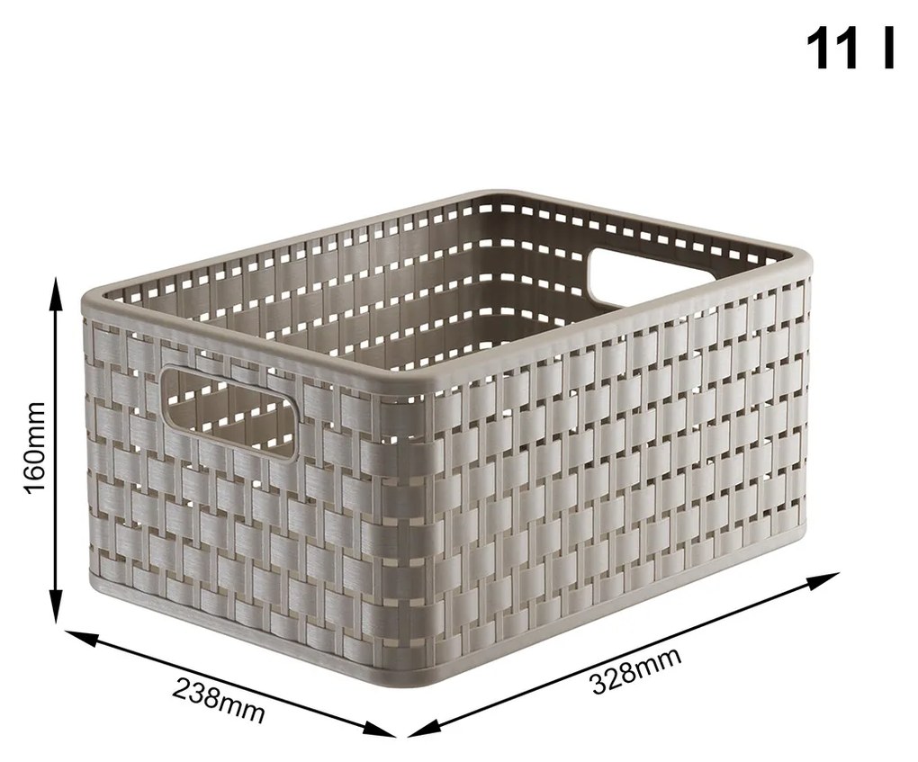 Rotho Plastový košík COUNTRY, rovný, béžový (11l - 33x24x16)