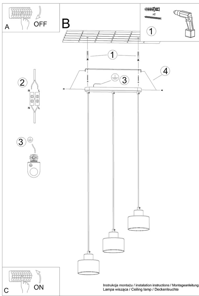 Závesné svietidlo Savar 3, 3x čierne kovové tienidlo