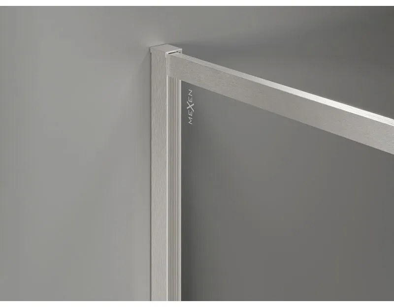 Mexen Kioto-XF, sprchová zástena s rámom 120 x 202 cm, 10mm šedé sklo, oceľový profil, 800-120-104-97-40-X