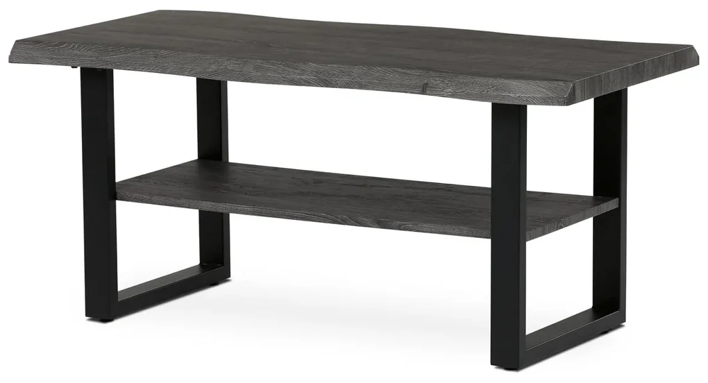 Autronic - Stůl konferenční, 120x60x55 cm, MDF deska, dekor šedý dub, kov, police, černý lak - CT-F4212 GREY AKCE NOVINKA