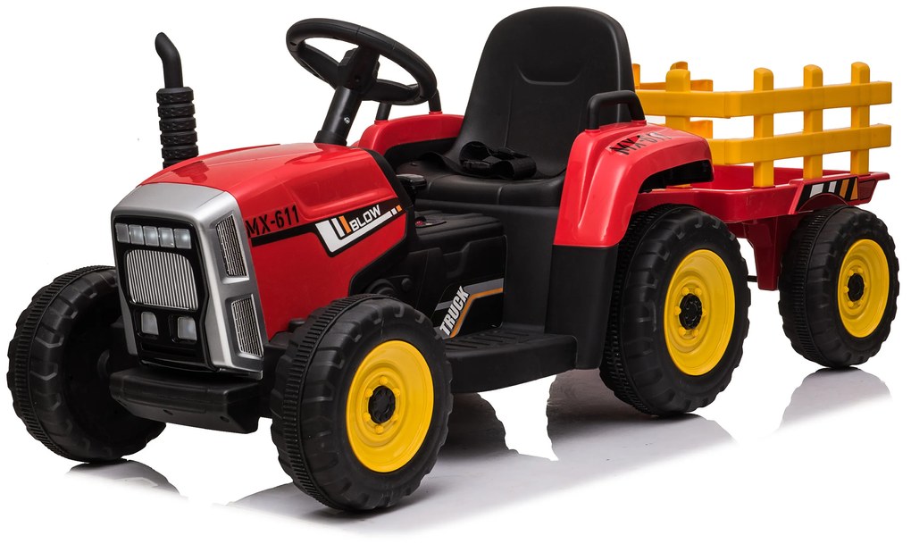 Elektrické autíčko Traktor s prívesom NV-X611 červené