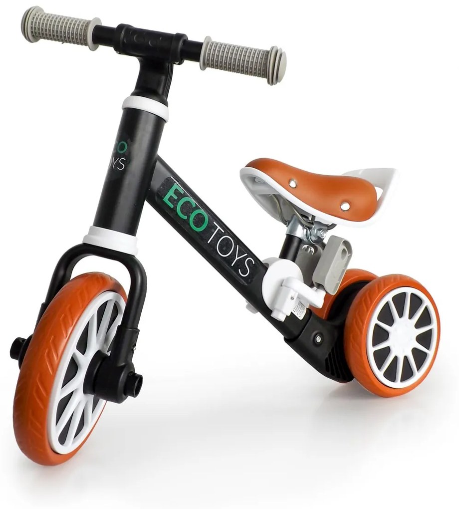 Detské odrážadlo s pedálmi 2v1 EcoToys čierne