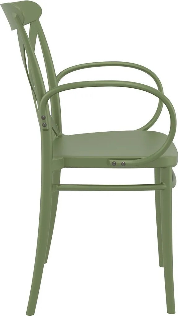 CROSS XL záhradná stolička s podrúčkami olive green