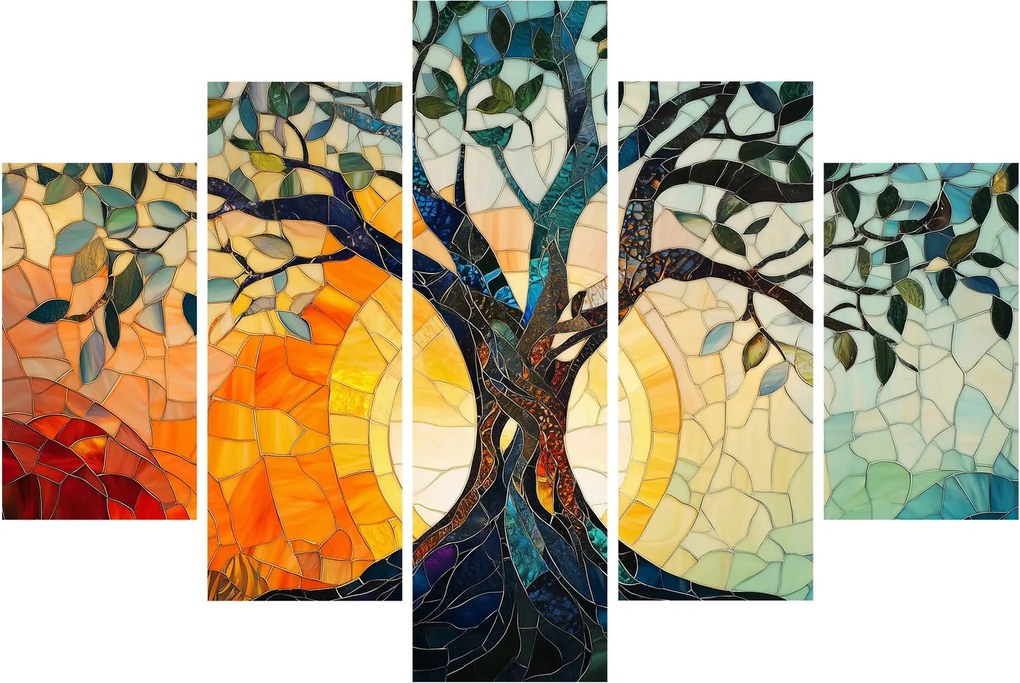 Obraz – Mozaika – slnko a strom I. (150x105 cm)