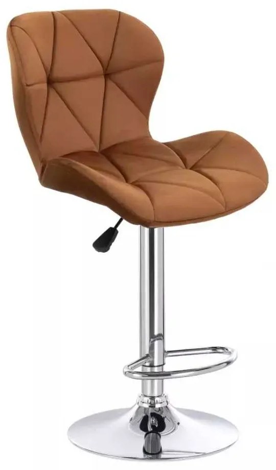 LuxuryForm DESIGN Barová stolička LIVIO VELUR na striebornom tanieri - hnedá