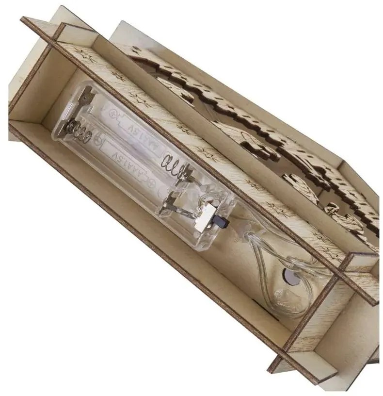 Vianočné dekorácie LED betlehem, drevený