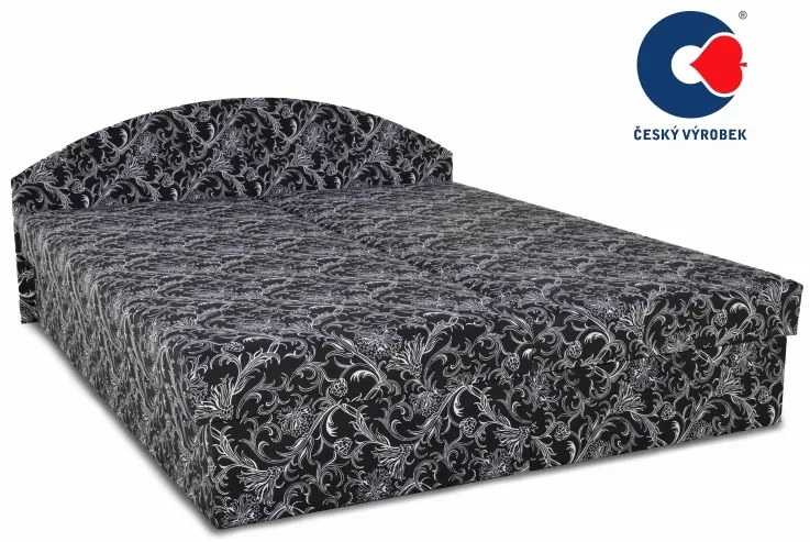 Manželská posteľ ÁJA s úložným priestorom, čierno-biela (vzor č.19)