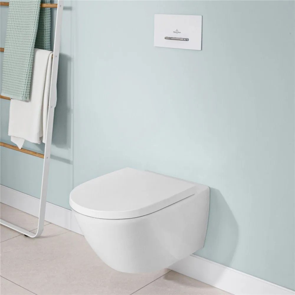 VILLEROY & BOCH Subway 3.0 WC sedátko s poklopom, s funkciou QuickRelease a Softclosing, biela alpská, s povrchom AntiBac, 8M42S1T1