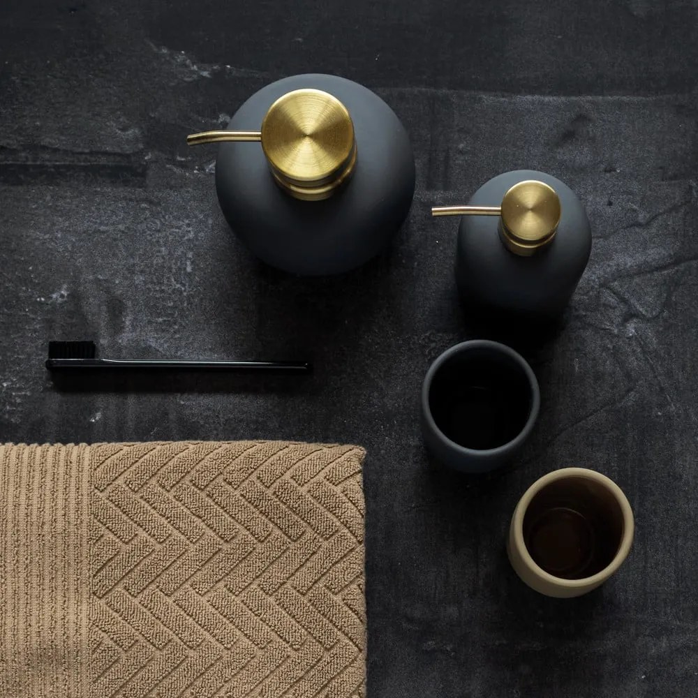 Antracitovosivý keramický téglik na zubné kefky Lotus – Mette Ditmer Denmark