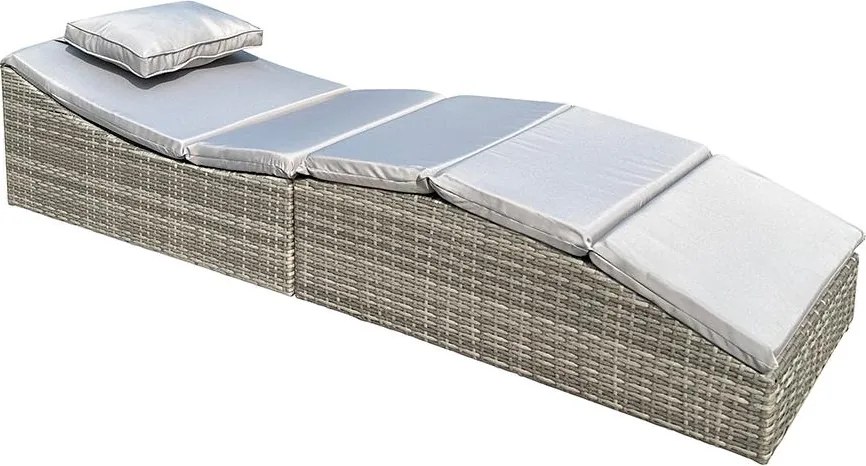 Polohovateľné ratanové lehátko SAVANA šedá/zv. šedá