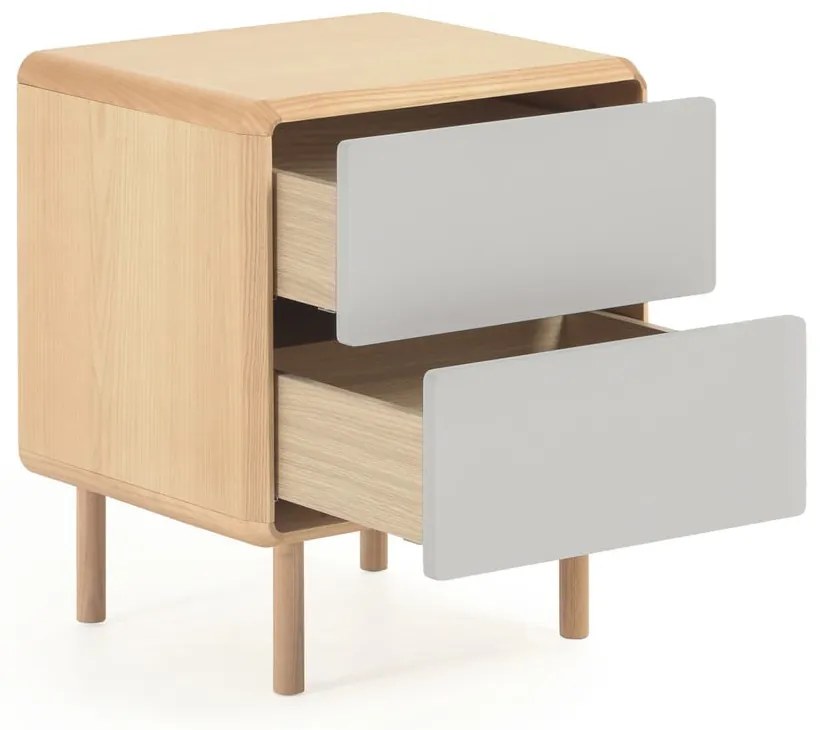Sivý/v prírodnej farbe nočný stolík Anielle – Kave Home