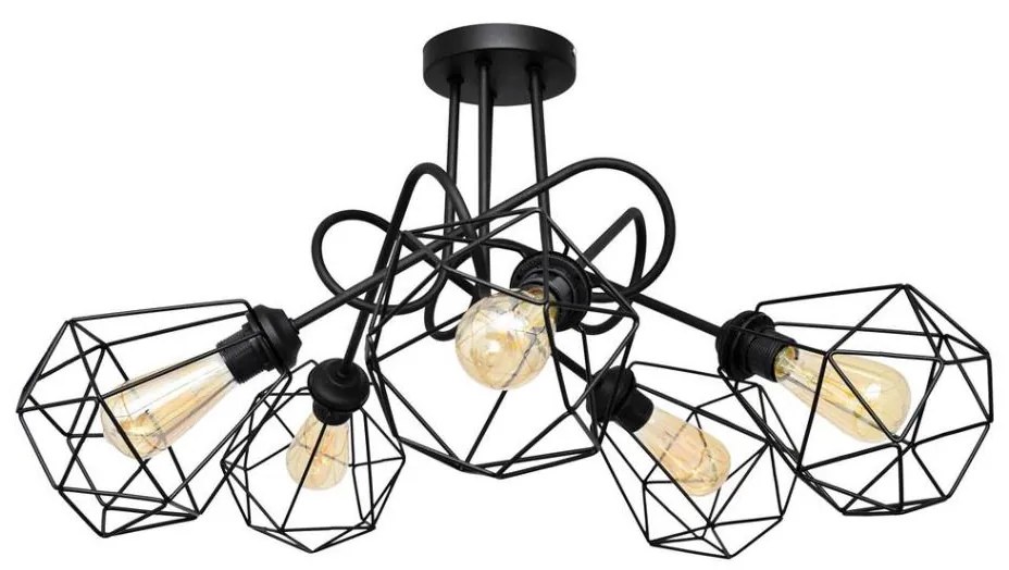Prisadený luster KARO 5xE27/15W/230V čierna