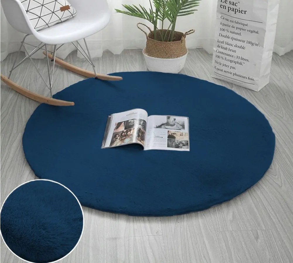 TZ Tmavomodrý okrúhly koberec Rabbit Rozmer: 140