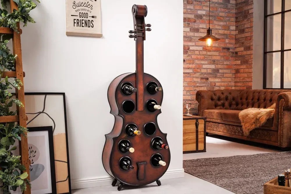 Invicta Interior - Extravagantný stojan na víno CELLO 133 cm hnedý, borovica