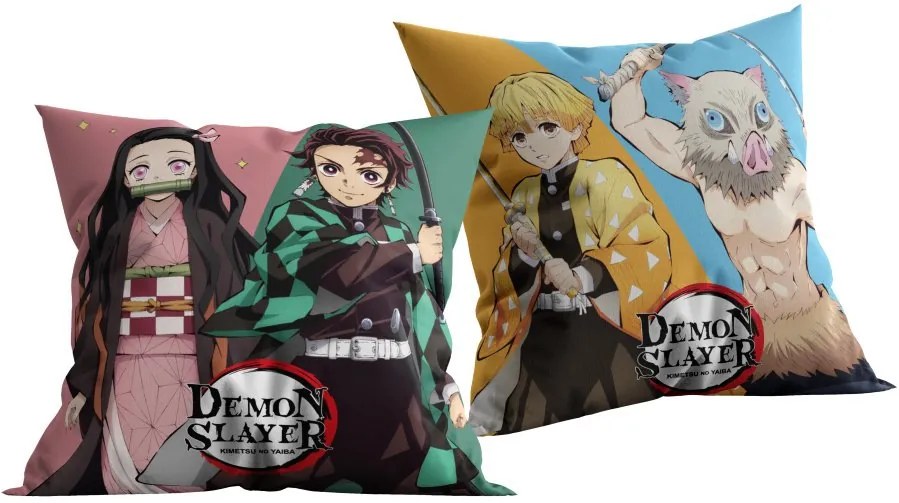 Obojstranný vankúš Demon Slayer: Kimetsu no Yaiba - Zabijak démonov - 40 x 40 cm