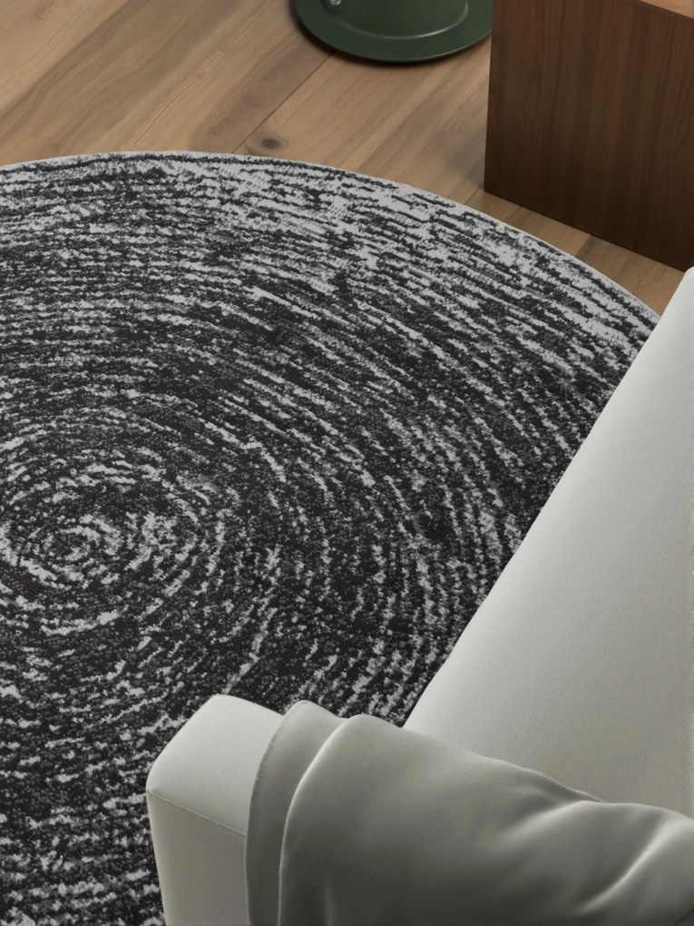 Kusový koberec Gloria Cavallo 106257 Grey kruh, 160x160 (priemer) kruh, šedá, chodba / predsieň, Hanse Home