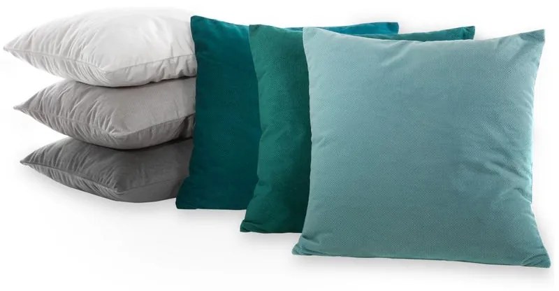EUROFIRANY Obliečka na vankúš zo štruktúrovaného zamatu 45 cm x 45 cm tyrkysová 100 % polyester