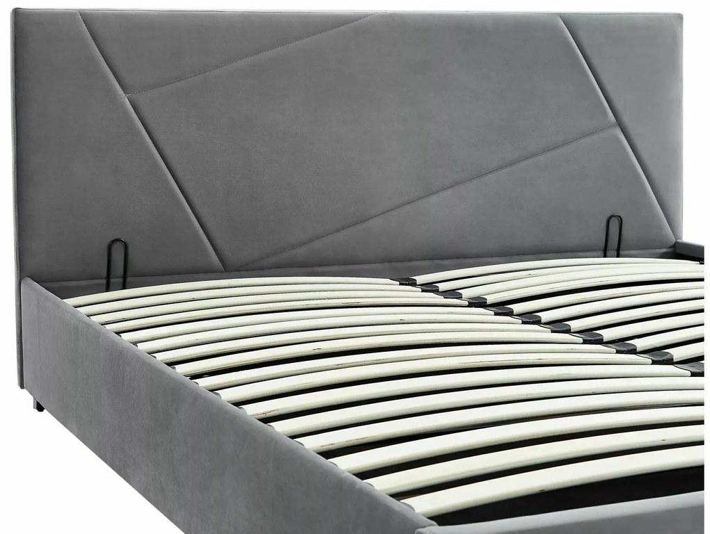 Dvojlôžková čalúnená posteľ Columbia Velvet 140x200 s úložným priestorom sivá