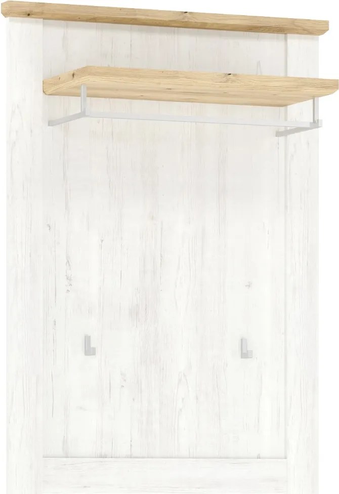 Vešiak na stenu KELIES, borovica Andersen / dub Artisan