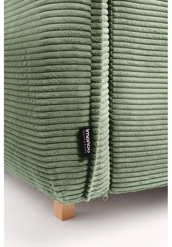 Svetlozelená menčestrová rozkladacia rohová pohovka (pravý roh/do tvaru "U") Tori – Bonami Selection