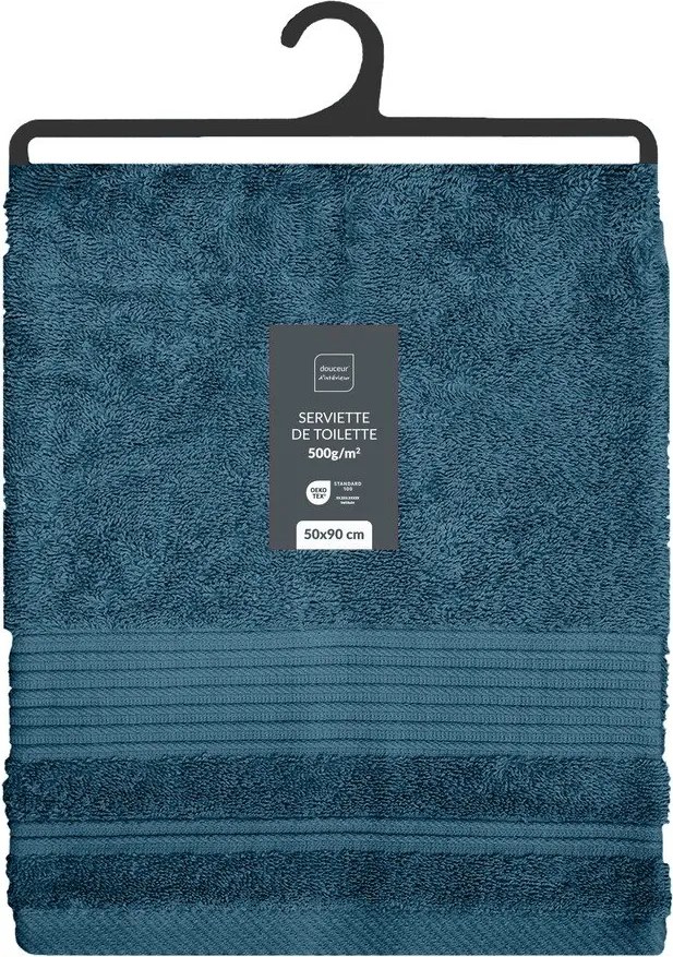 Tmavomodrý froté bavlnený uterák 50x90 cm Tendresse – douceur d'intérieur