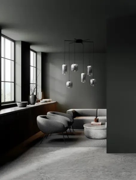LED čierno-šedý dizajnový luster Aelia 6