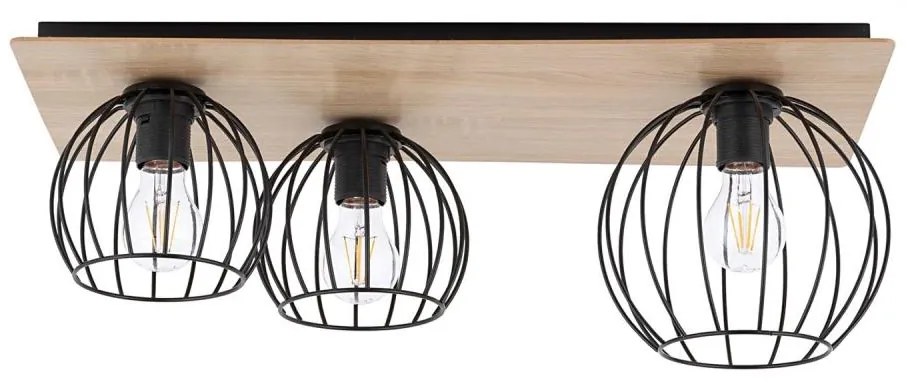 Prisadený luster CYBER 3xE27/60W/230V drevo/čierna