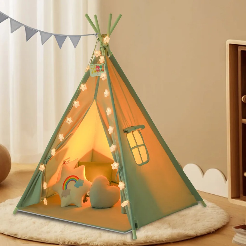 Jurhan Detský stan teepee JULIUS, 120x120x160cm, šedá/modrá