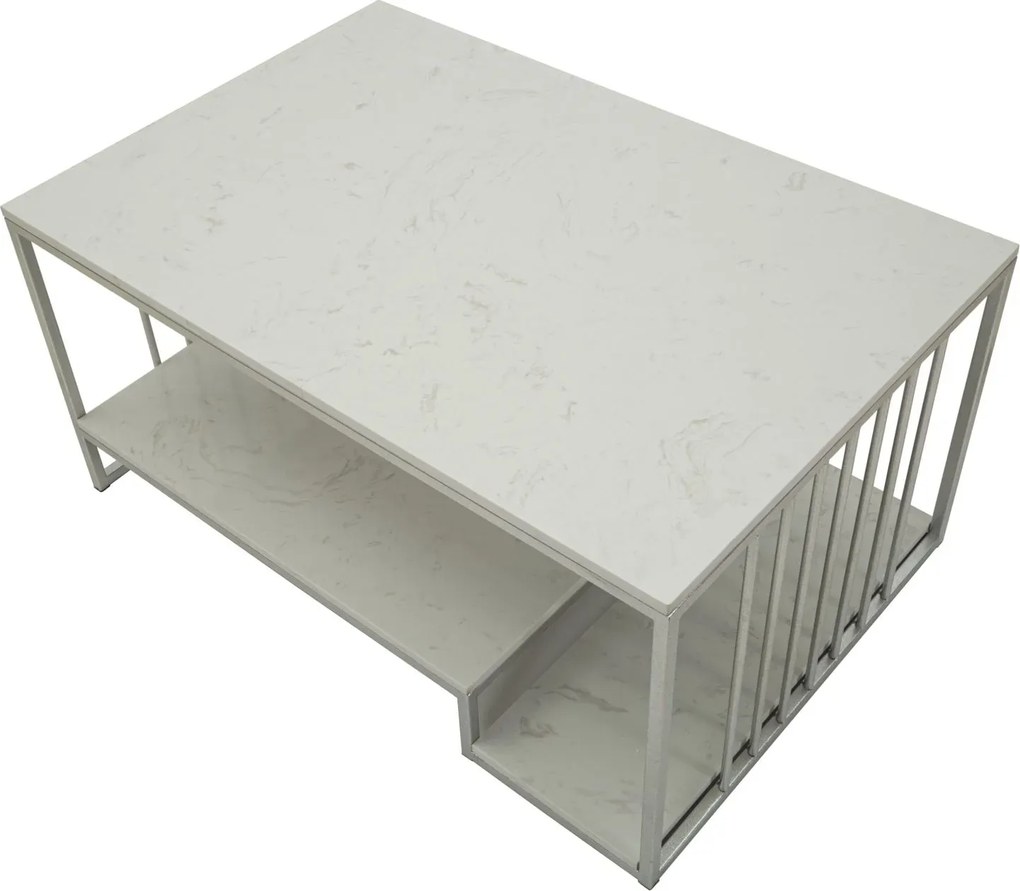 Konferenčný stolík Kayseri 90 cm mramor/strieborný