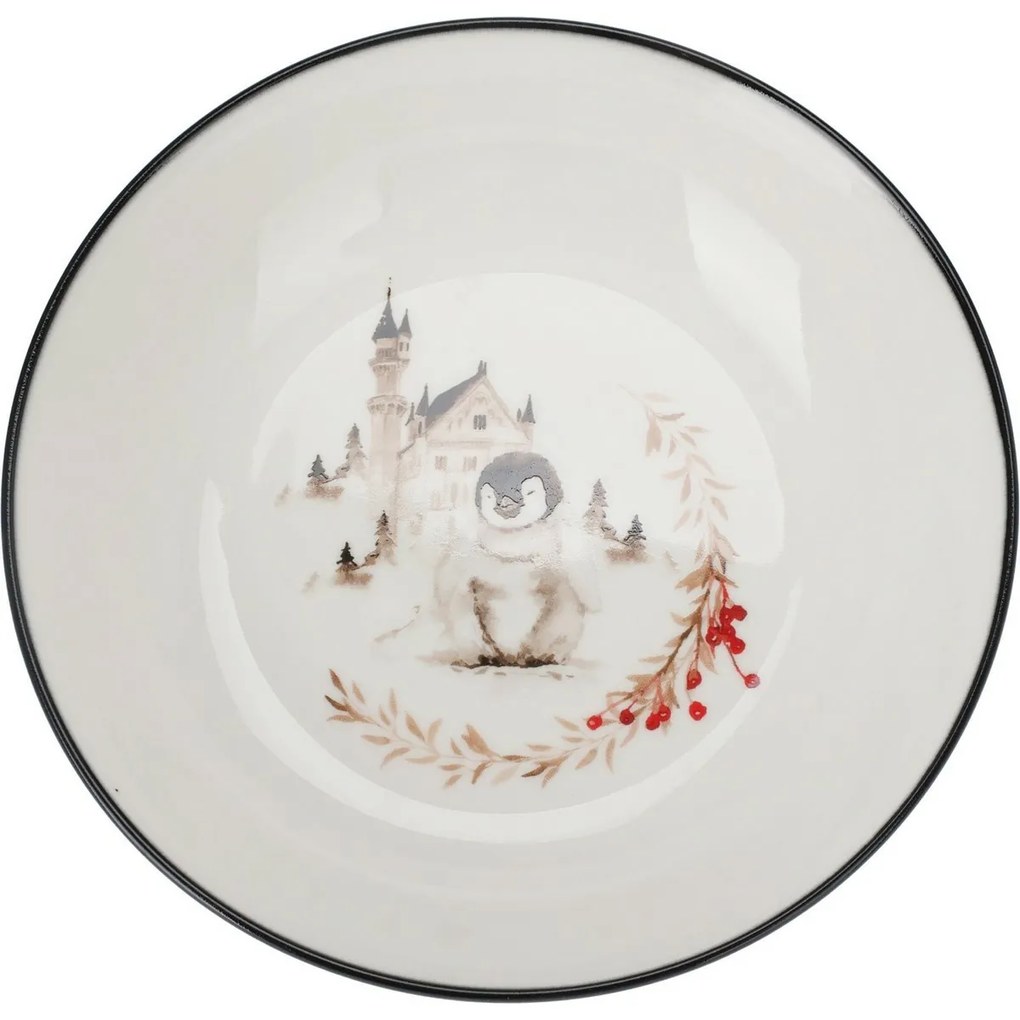 Porcelánový hlboký tanier Winter Penguin, 20 x 4,5 cm