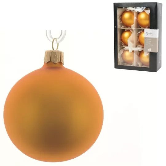 Sada sklenených vianočných ozdôb MATTE GOLD 7 cm zlatá, 6 ks