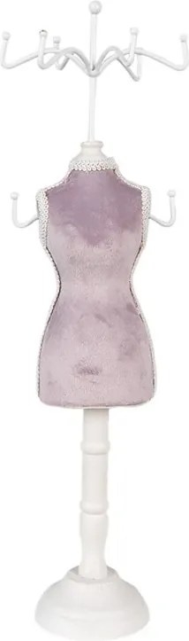 Fialovo-biely stojan na šperky v tvare figuríny - 12*12*39 cm