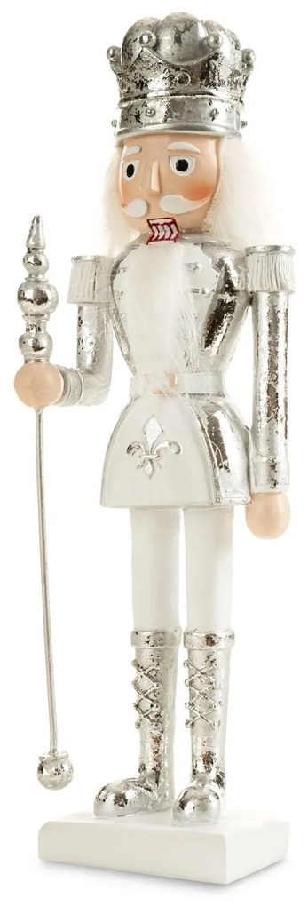 VIANOČNÁ DEKORAČNÁ FIGÚRKA NUTCRACKER 25 CM STRIEBORNÁ