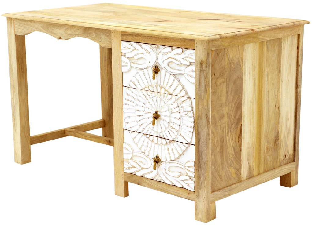furniture-nabytek.cz - Rustikálny písací stôl z mangového dreva 130x76x70