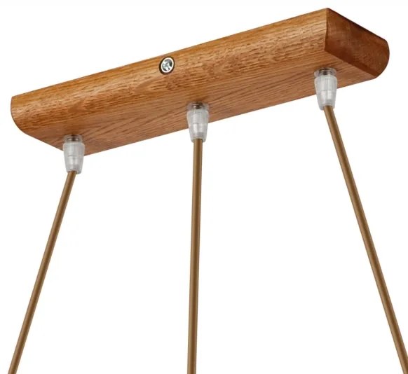 Závesný luster AIDA na lanku, 3× E27 (max. 60 W), 230 V, priemer 25 cm, dub
