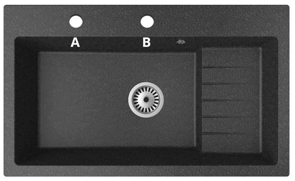 Kuchynský drez Akream (čierna) (s 2 otvormi pre batériu). Vlastná spoľahlivá doprava až k Vám domov. 1066305